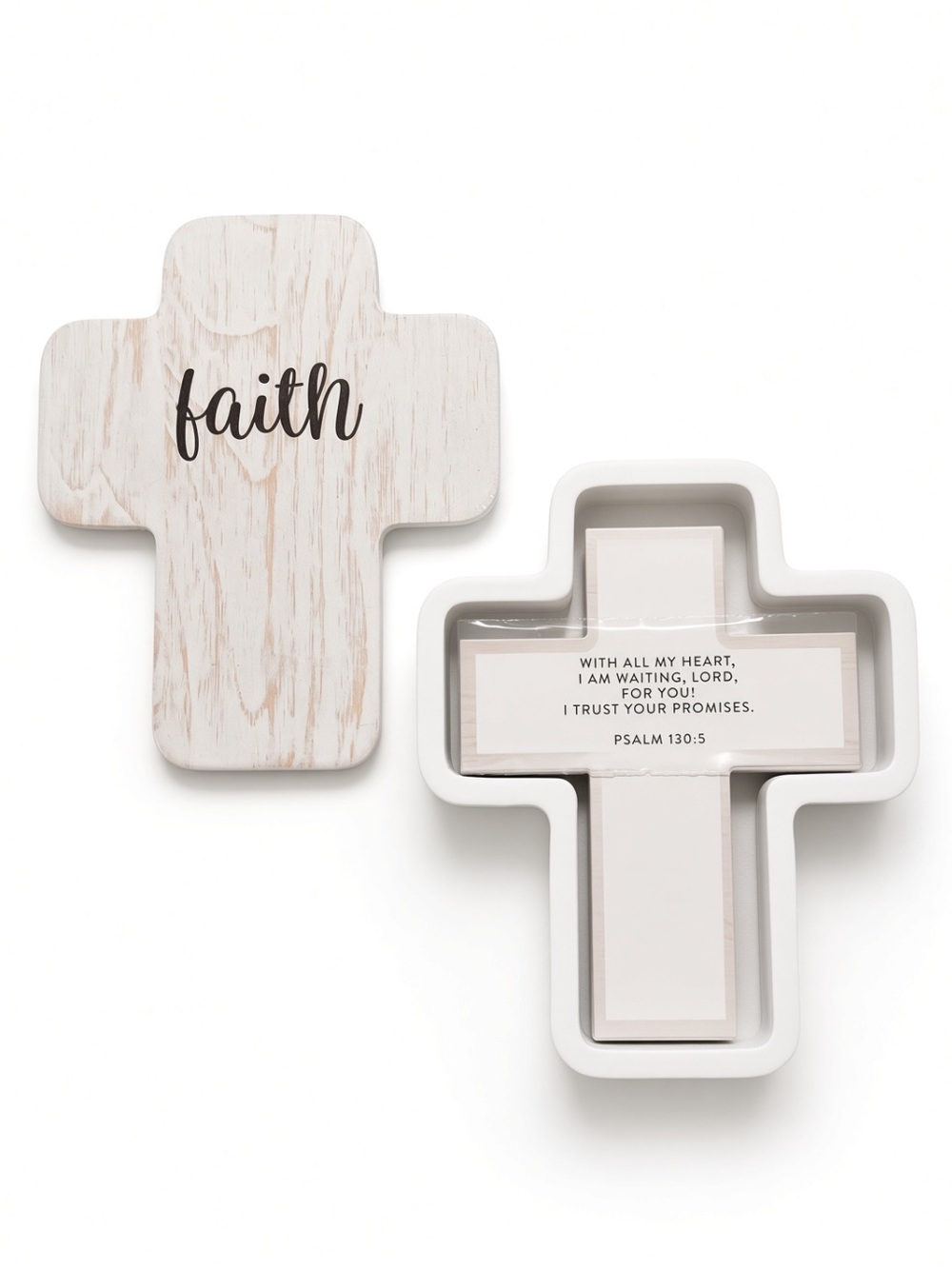 Eccolo Faith Cross Prayer Cards Set of 24 | Scripture Cards Wooden Box NWT